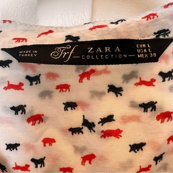 TRF Zara Collection Dogs & Cats Womens Blouse Size Small Lightweight Long Sleeve - Picture 3 of 5